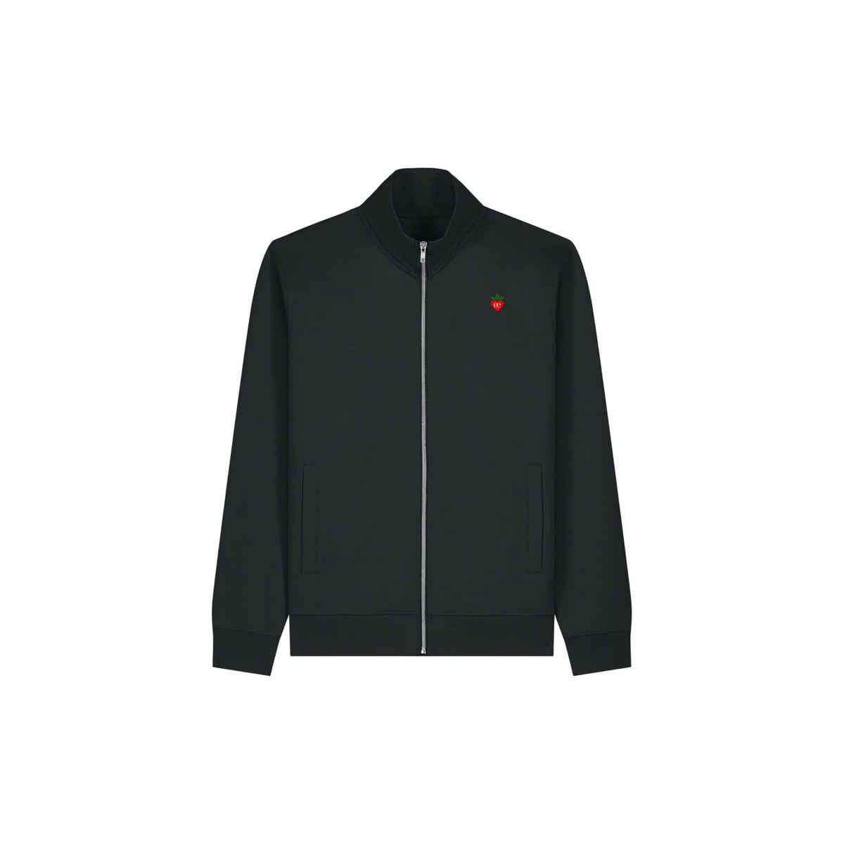 Embroidered Heart Zip Mock Neck
