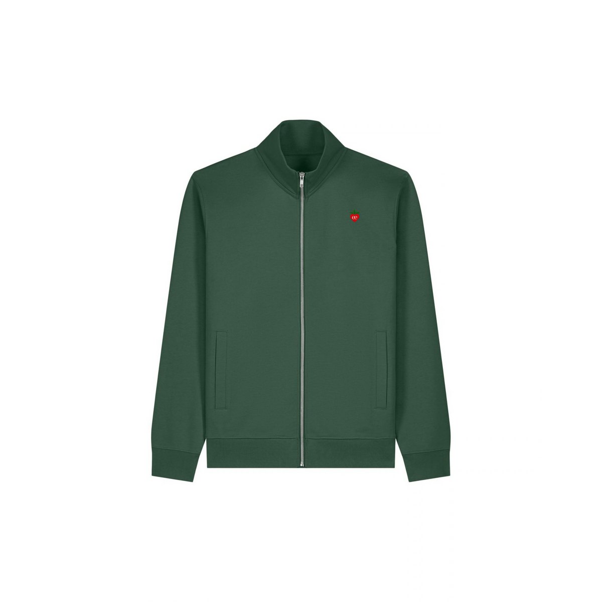 Embroidered Heart Zip Mock Neck